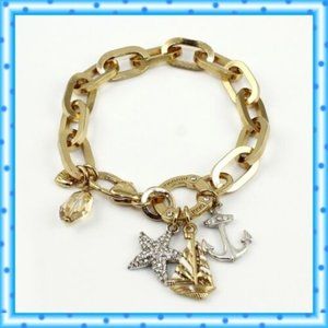 Brighton Windstar Nautical Charm Bracelet with Anchor Starfish Sailboat Charms
